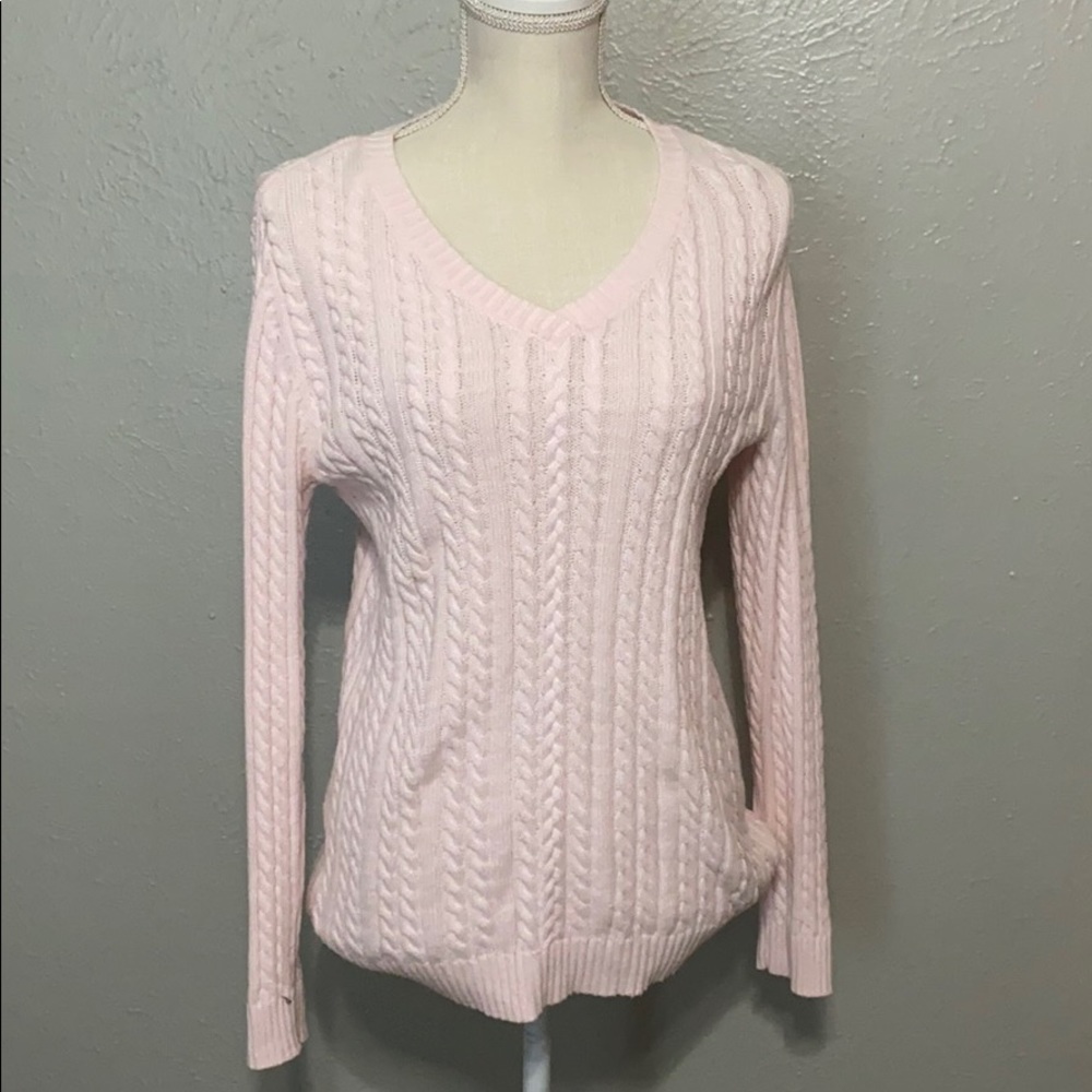 Pink Braid Knit Sweater
